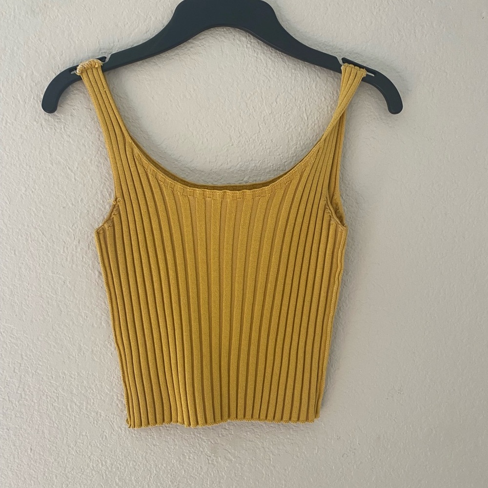 Mustard Ribbed Knit Tank Top